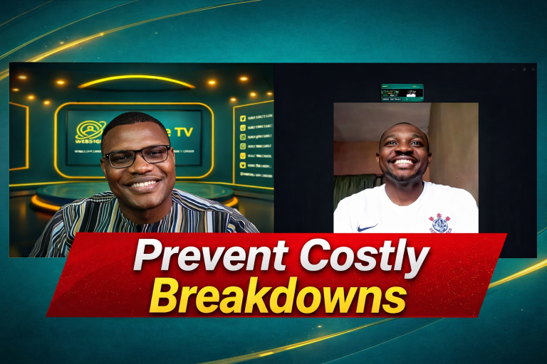 thumdnail image of chidi & interviewer nestor, with the inscription "prevent costly mistake".